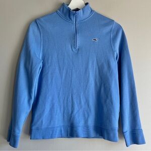 vineyard vines 1/4 zip pullover top shirt boys large 16 blue  pima cotton preppy